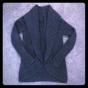 Gray Cascading Waterfall Knit Cardigan - Small